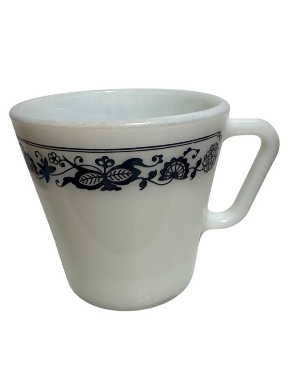 Vintage Pyrex Coffee Cup Old Town Blue Onion Milk Glass Mug #1410